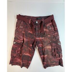 Fried Denim Mens Red Camo Cargo Shorts With Belt Size 32 Cotton Streetwear
